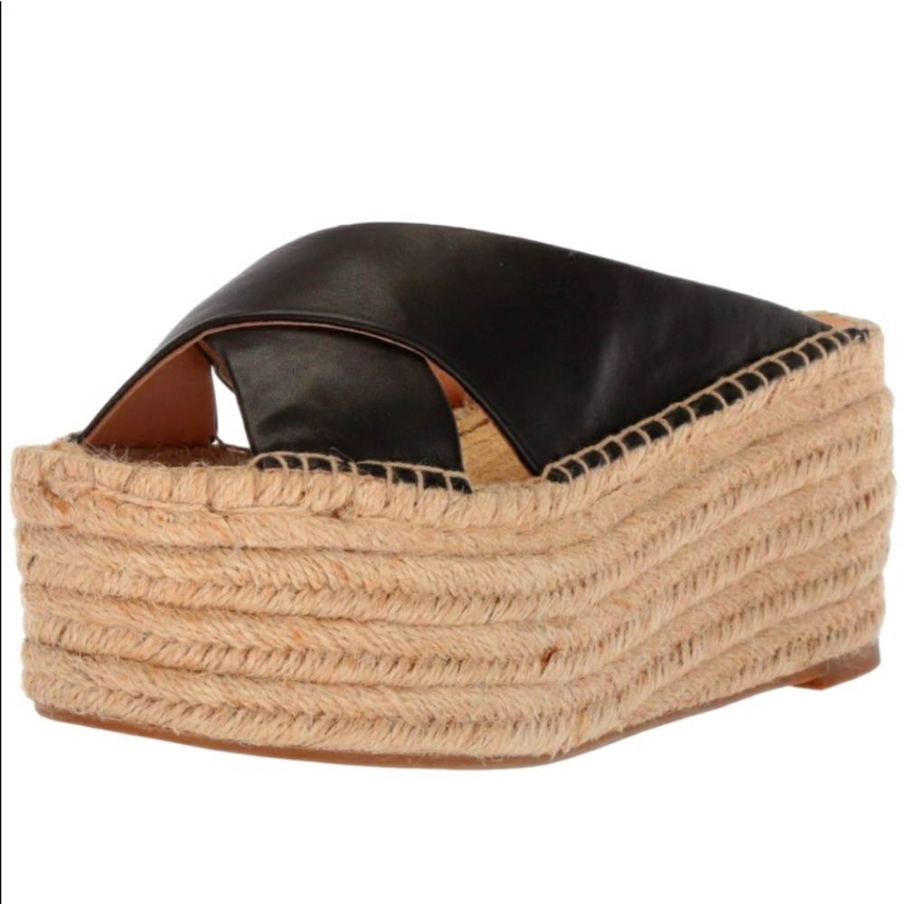 Pour La Victoire (PLV) Black Leather Platform Espadrilles 8